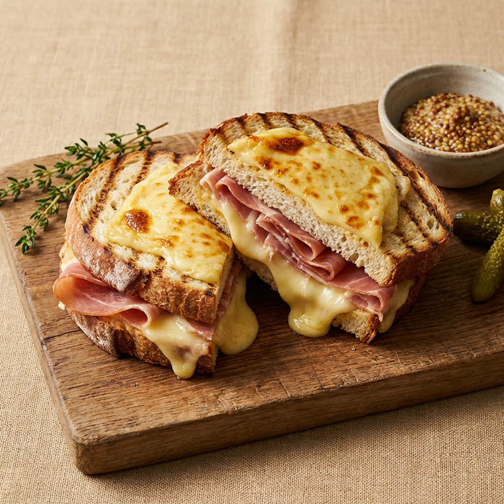 Croque-Monsieur jambon cru et fromage à raclette