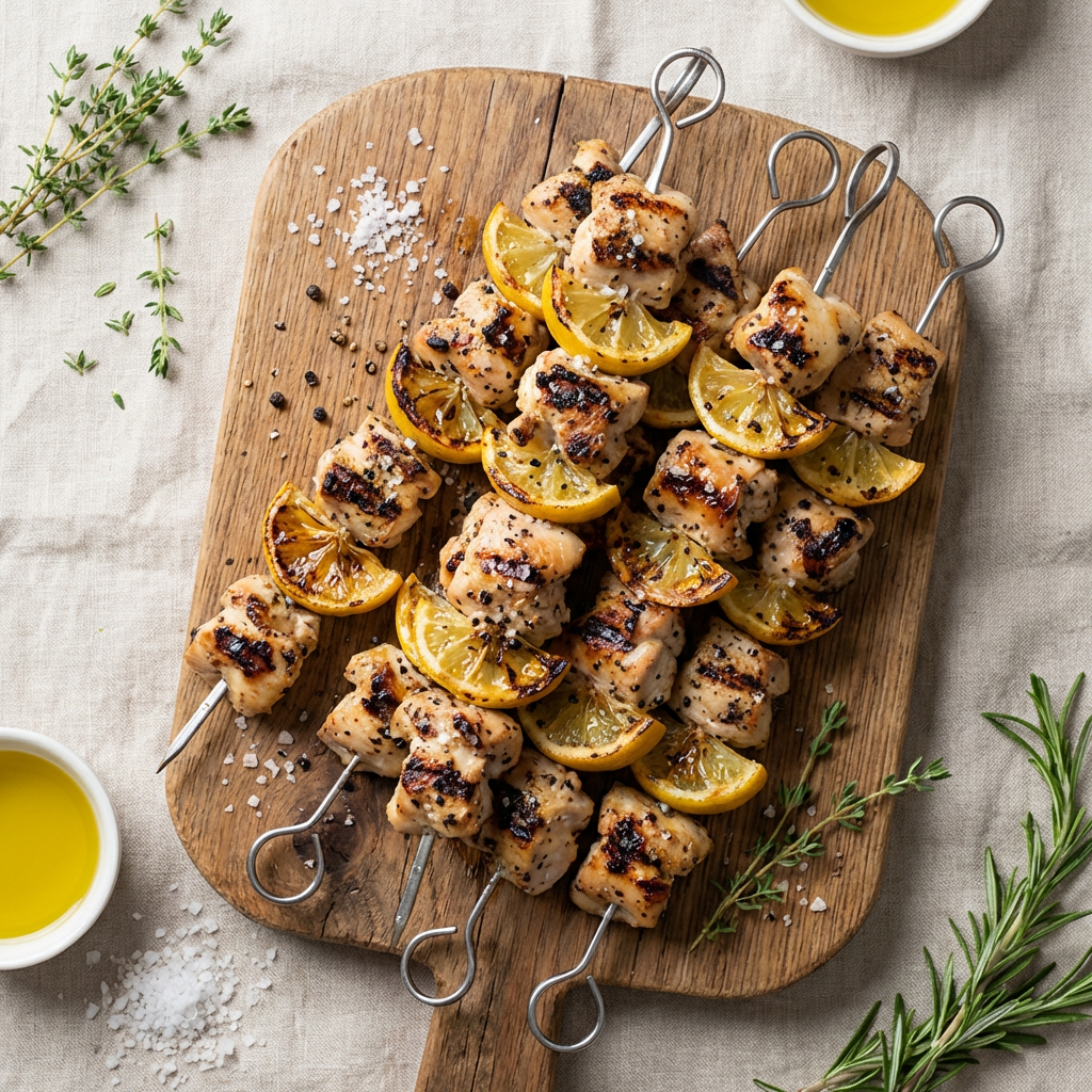 Brochette de poulet au citron