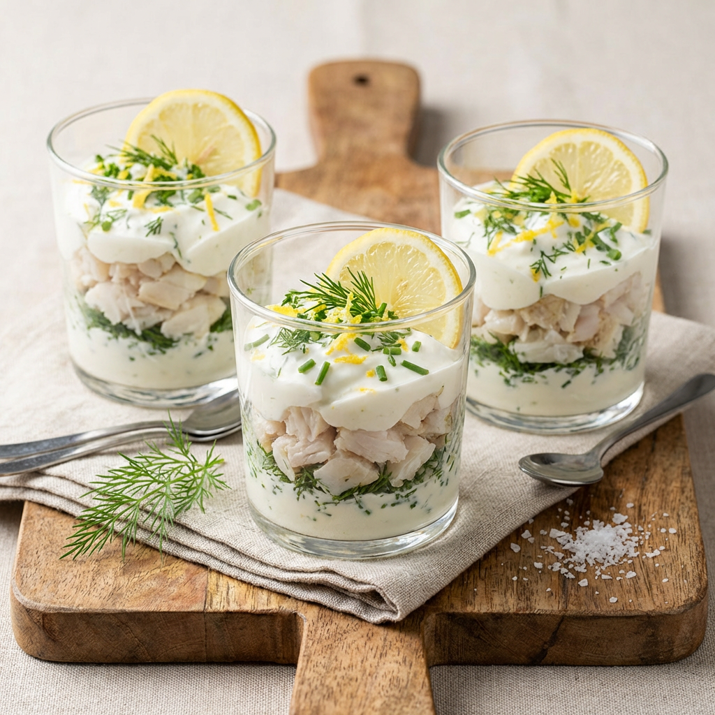 Verrine de poisson et fromage blanc