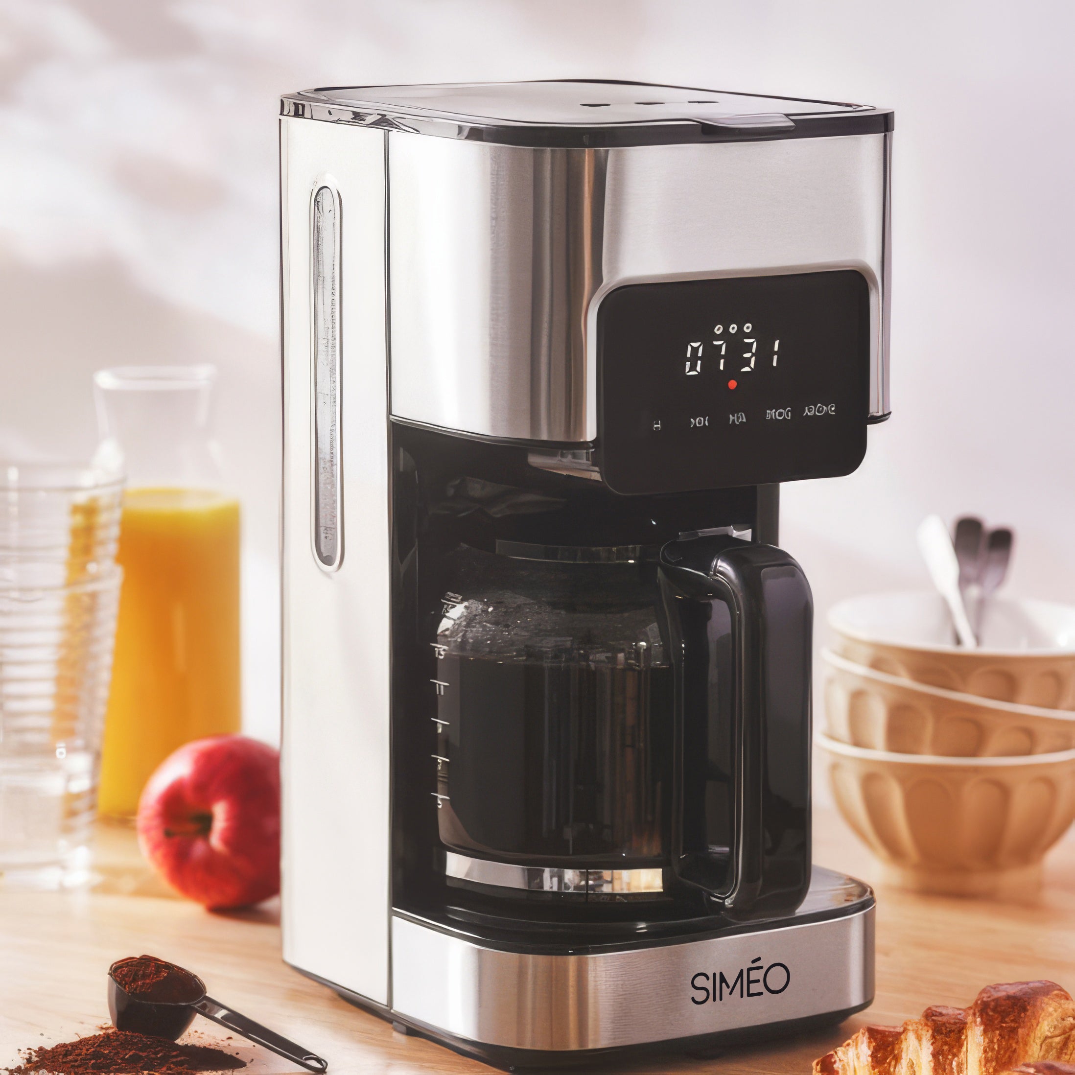 Cafetière filtre programmable 1,5 L inox